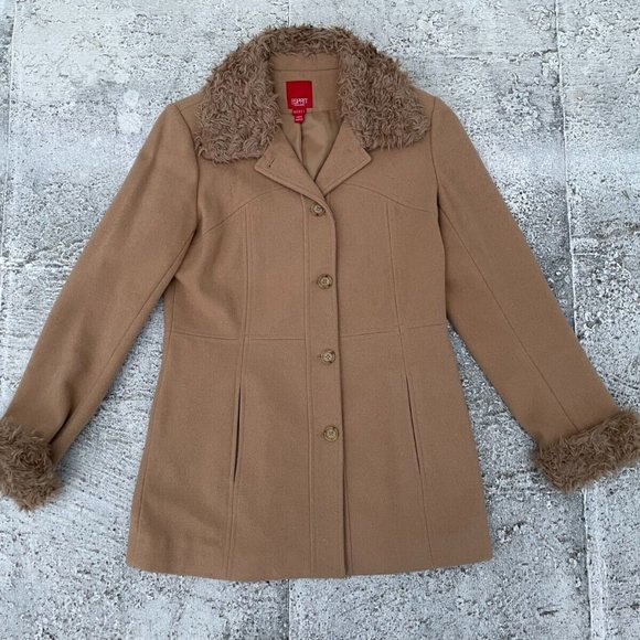 Esprit Penny Lane With Fur Trim Women Jacket Fur Coat Size M - Picture 3 of 12